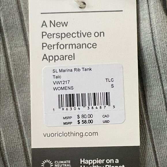 NWT Vuori Gray Ribbed Tank Top size small - Picture 3 of 5